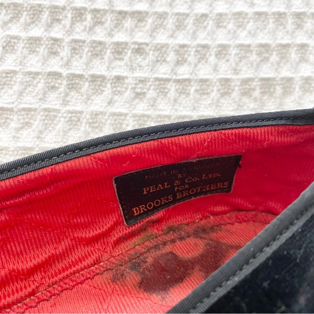Peal & Co. for Brooks Brothers Black Velvet Loafers with Gold Embroidery size 10